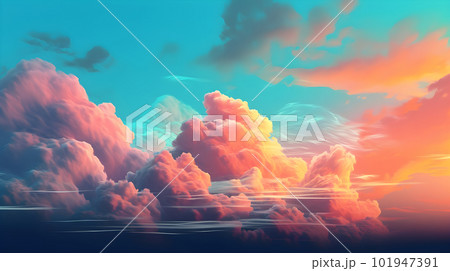 Psychedelic colors sunset sky background Psychedelic colors sunset sky background 101947391