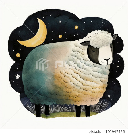 Cute dream sheep. Illustration AI Generativeのイラスト素材