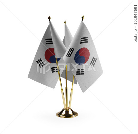 Small national flags of the South Korean on a white background Small national flags of the South Korean on a white background 101947691