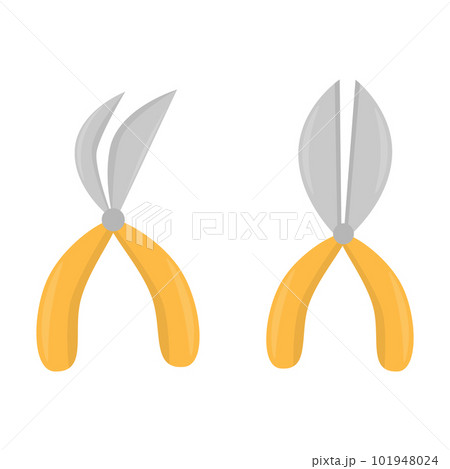 Two garden scissors. Cutter vector illustration. Isolated on white background. 101948024