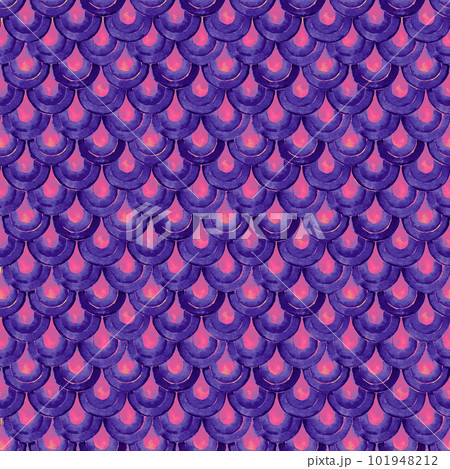 Watercolor Japanese traditional ornament. Fish scales. Vintage seamless pattern. Watercolor Japanese traditional ornament. Fish scales. Vintage seamless pattern. 101948212