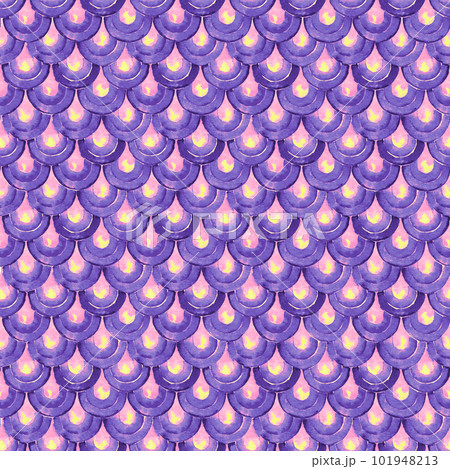 Watercolor Japanese traditional ornament. Fish scales. Vintage seamless pattern. Watercolor Japanese traditional ornament. Fish scales. Vintage seamless pattern. 101948213