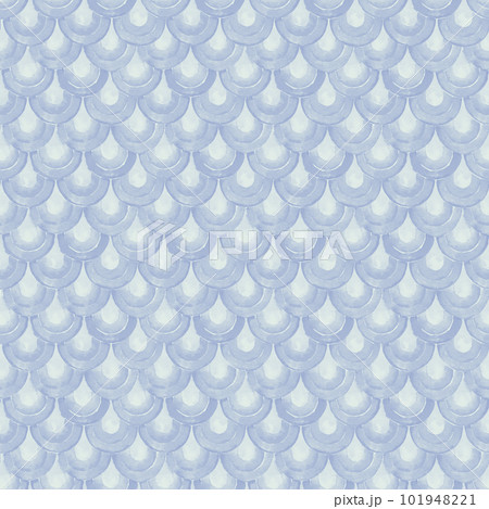 Watercolor Japanese traditional ornament. Fish scales. Vintage seamless pattern. Watercolor Japanese traditional ornament. Fish scales. Vintage seamless pattern. 101948221