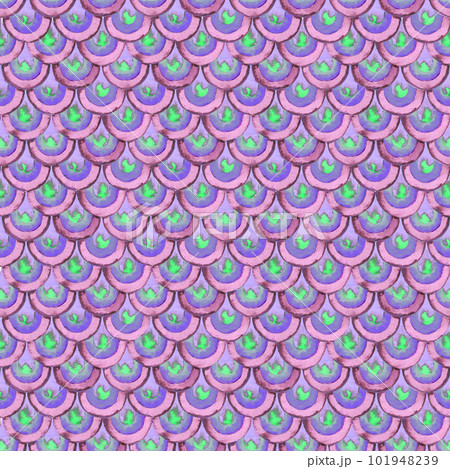 Watercolor Japanese traditional ornament. Fish scales. Vintage seamless pattern. Watercolor Japanese traditional ornament. Fish scales. Vintage seamless pattern. 101948239