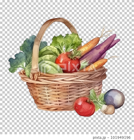 Organic vegetables watercolor. Illustration AI Generative 101949196