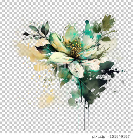 Watercolor flower isolated. Illustration AI Generative 101949197