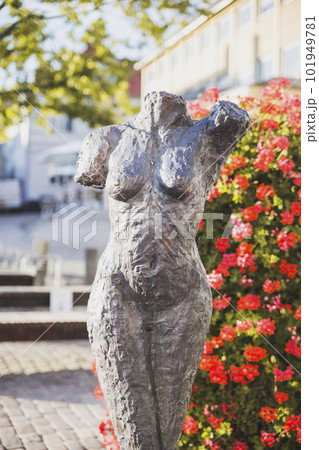 Metal statue of a woman in Viborg, Denmark Metal statue of a woman in Viborg, Denmark 101949781