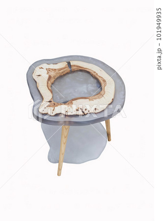 Small epoxy coffee table top view. Interior element 101949935