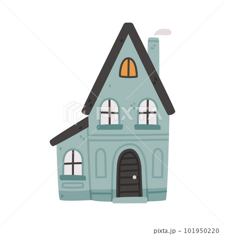 Small House with Roof and Windows as Sweet Cozy Home Vector Illustration 101950220