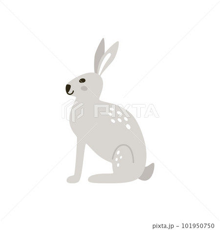 Cute cartoon isolated gray rabbits in Nordic style 101950750