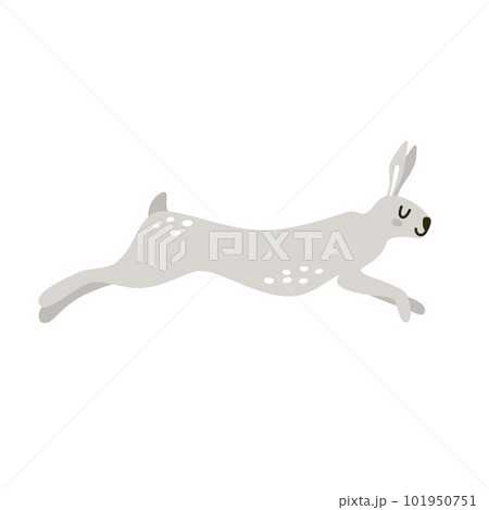 Cute cartoon isolated gray rabbits in Nordic style 101950751
