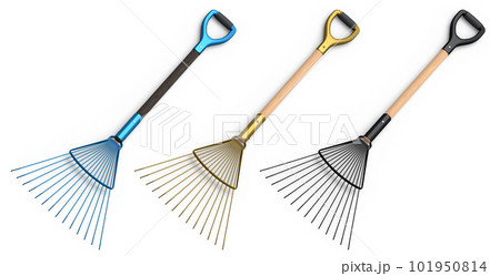 Set of garden tools and supplies for gardener and flower pots in garden Set of garden tools and supplies for gardener and flower pots in garden 101950814