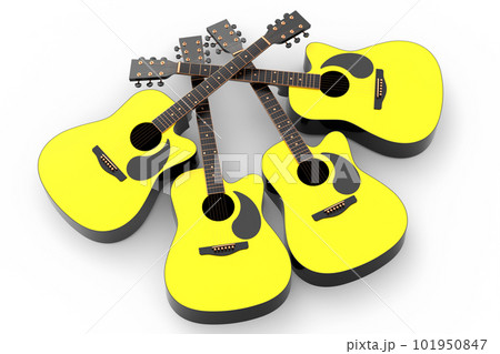 Set of electric acoustic guitar isolated on white background. 101950847