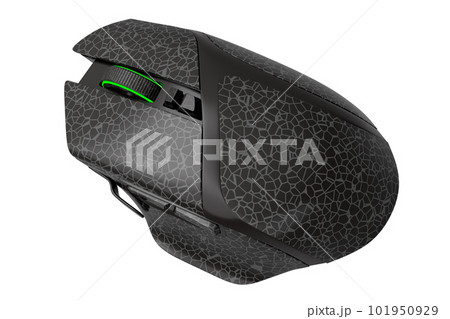 Wireless gaming computer mouse with mosaic seamless pattern on white background 101950929