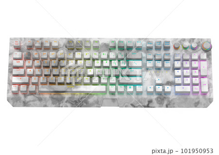 Realistic computer keyboard with black marble texture isolated on white Realistic computer keyboard with black marble texture isolated on white 101950953
