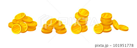 Pile and Heap of Golden Coins Shining Vector Set 101951778