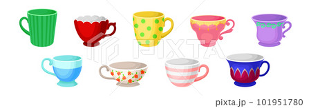 Different Mug and Cups Ceramic for Drink Vector Set 101951780