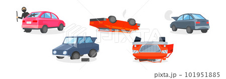 Car Crash and Accident on Road Vector Set. Car Crash and Accident on Road Vector Set. 101951885