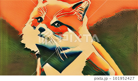 現代アート風 レッサーパンダの浮世絵　Generative AI 101952427