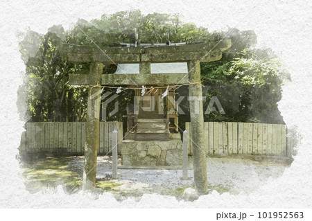 水彩画「近くの神社」 A4サイズ「京都 上賀茂神社」 京の水彩画工房 | 京の水彩画工房 みちや
