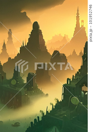 天空の城・街　神殿・宮殿　イラスト　Generative AI 101952746