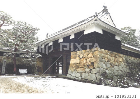 雪の積もった高知城 雪の積もった高知城 101953331