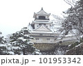 雪の積もった高知城 101953342