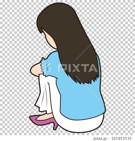 A young lady holding a knee A young lady holding a knee 101953535