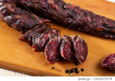 French dry cured sausage with liver 101953574