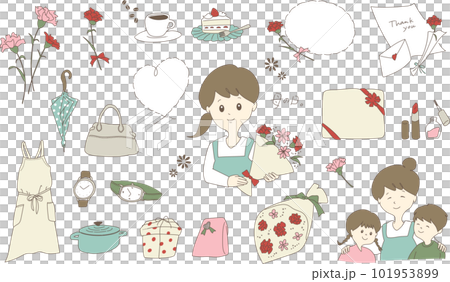 Mother's day cute illustration set Mother's day cute illustration set 101953899