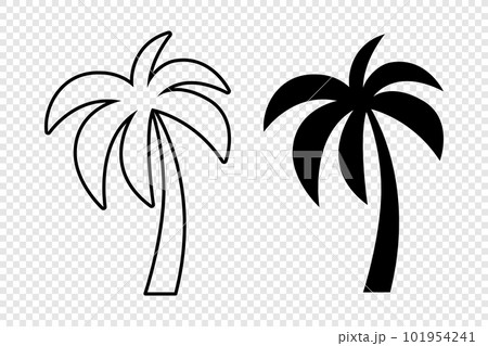 Vector Palm Trees, Palm Tree Icon Set Isolated. Palm Silhouettes. Design Template for Tropical, Vacation, Beach, Summer Concept. Vector Illustration. Front View 101954241