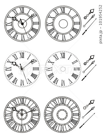 ベクター 時計 文字盤 ローマ数字 アナログ アンティークの
