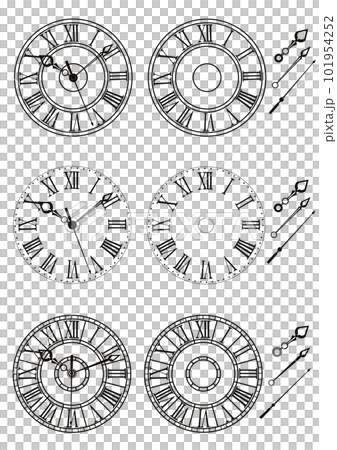 ベクター 時計 文字盤 ローマ数字 アナログ アンティークのイラスト