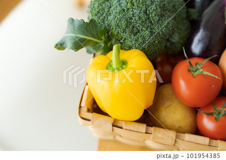 野菜がたくさん入ったカゴの写真 101954385