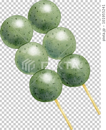 Watercolor illustration of mugwort dumplings (2 pieces) Watercolor illustration of mugwort dumplings (2 pieces) 101955241