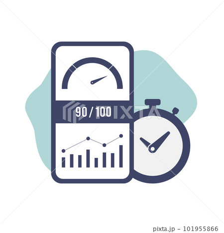 Optimize website performance with Core Web Vitals - vector icon depicting growing chart, indicator, and timer for better search engine rankings and good user experience 101955866