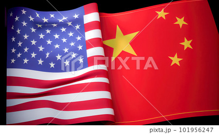 Wrestling USA and China flags of two countries. Generative AI, Generative, AI 101956247