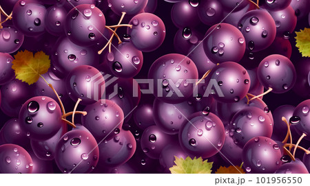 Grape background with water drops. Top view, flat lay. Generative AI 101956550