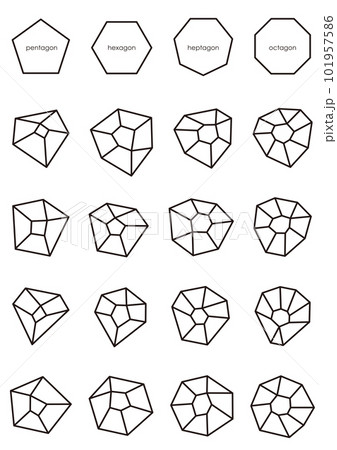 いろいろな多角形の線画 101957586