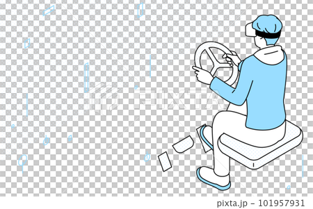 Image of DX, a man who drives a car and plays a racing game in VR 101957931