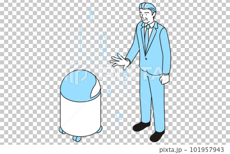 Image of DX, senior man operating AI robot, executive, president, manager Image of DX, senior man operating AI robot, executive, president, manager 101957943