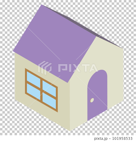 アイソメトリック図法の紫色の屋根の家 101958533