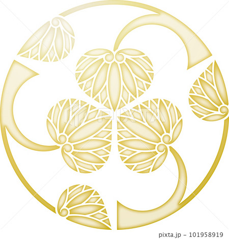 家紋　三つ割り立ち葵【金色】 101958919