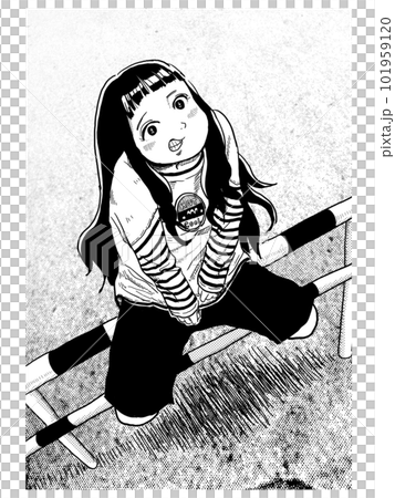 柵に座っている女の子 柵に座っている女の子 101959120