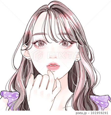 唇に触れている女性 101959291