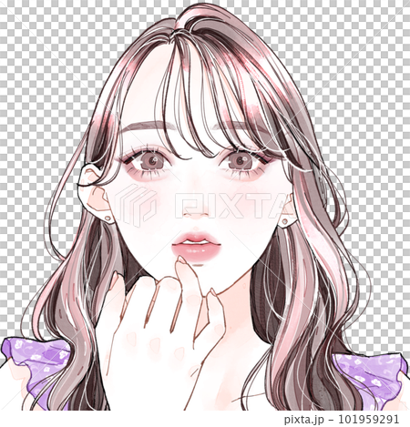 唇に触れている女性 101959291