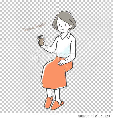 一個女人喝咖啡 一個女人喝咖啡 101959474