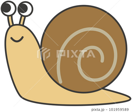 シンプルで可愛いかたつむりのキャラクターのイラスト 101959589