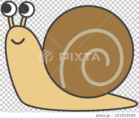 シンプルで可愛いかたつむりのキャラクターのイラスト 101959589