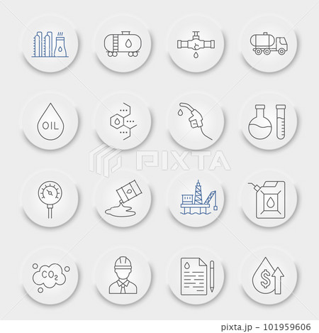 Oil industry line icon set, fuel production...のイラスト素材 [101959606] - PIXTA